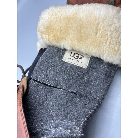 UGG Brynn Brown Leather Lined Boots Lace Up Winter Snow Womens 6 - Picture 6 of 10